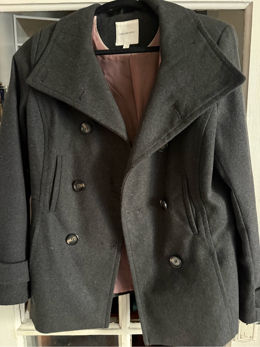 Theory Black Coat with Pink Satin Lining